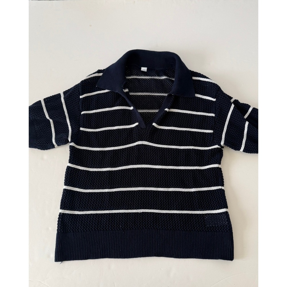 Old Navy Womens Crochet Knit Polo Sweater Lot 2 Short Sleeve Large - Picture 8 of 13